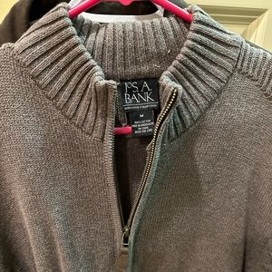 Jos. A. Bank Executive Collection Men's Gray Full Zip Mock Turtle Neck Sweater M